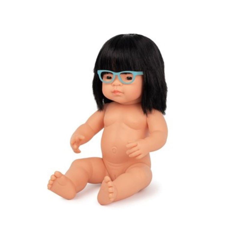 Lutka azijske rase s naocalama djevojcica, 38 cm